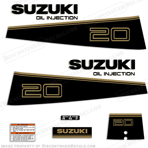 Suzuki 20hp Decal Kit - 1992 - 1994 suzuki, outboard, motor, engine, decal, sticker, kit, set, decals, stickers, 20, 93, 94, 1993, 20 hp, INCR10Aug2021