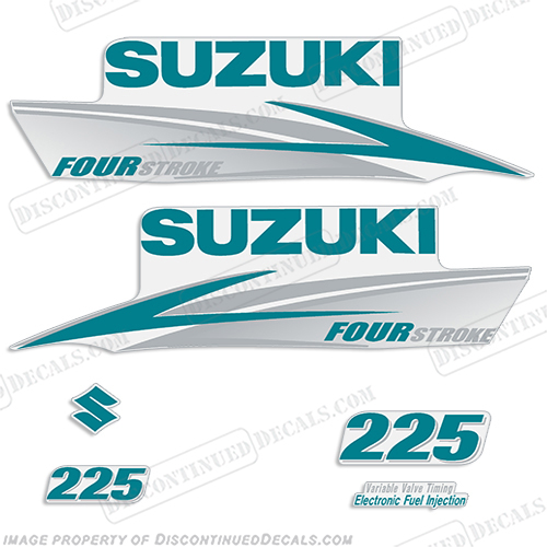 Suzuki 225hp FourStroke Decals (Teal/Silver) 2013+ INCR10Aug2021
