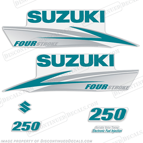 Suzuki 250hp FourStroke Decals (Teal/Silver) 2013+ INCR10Aug2021