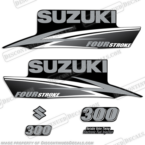 Suzuki 300hp FourStroke Decals - 2010+ Silver/Grey/White 300, hp, four, stroke, four stroke, four-stroke, 4stroke, 4-stroke, 4 stroke, 2010, 2011, 2012, INCR10Aug2021