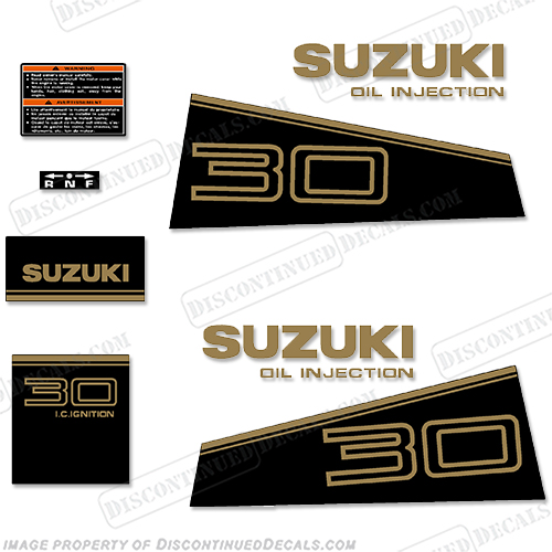 Suzuki 30hp Oil Injection Decal Kit 1989 - 1992 30, 89, 90, 91, 92, INCR10Aug2021