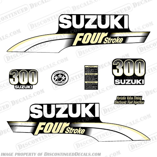 Suzuki 300hp DF300 FourStroke Decal Kit - Pale Yellow suzuki, df300, pale, yellow, outboard, motor, engine, decal, sticker, kit, set, df, 300, 300hp,