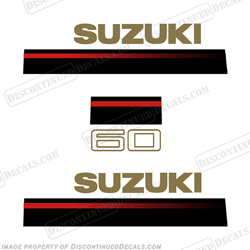 Suzuki 60hp 2-Stroke Decal Kit - 1995 - 1997  2 stroke, two stroke, two-stroke, 1996, 95, 96, 97, 60, 60 hp, 60hp, INCR10Aug2021