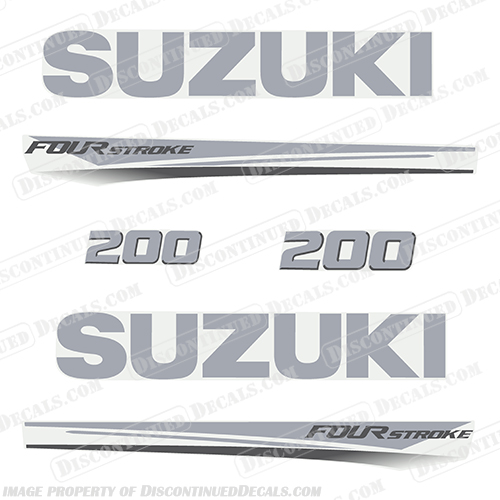 Suzuki 200 Fourstroke New 2017 and Up  suzuki, 200, 200hp, 2017, 2018, 2019, 2020, new, style, decal, decals, set, kit, stickers, outboard, engine, motor,