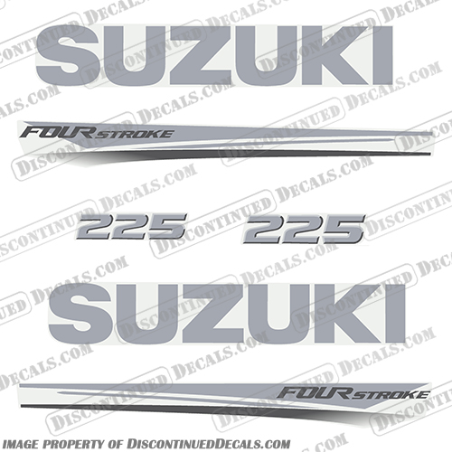 Suzuki 225 Fourstroke New 2017 and Up - White Cowl suzuki, 225hp, 2017, 2018, 2019, 2020, 2021, 2022, new, style, decal, decals, four, stroke, set, kit, stickers, outboard, engine, motor, fourstroke, silver, black, white, cowl, 200,