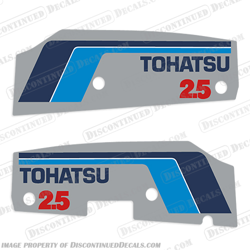 Tohatsu 2.5hp Decal Kit - Mid 1980s tohatsu, 2.5, 2.5hp, 2.5 hp, mid, 80s, 1980, boat, decal, set, engine, decals, outboard, 