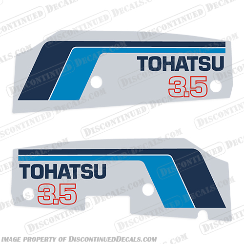 Tohatsu 3.5hp Decal Kit - Mid 1980s tohatsu, 3.5, 3.5hp, 3.5 hp, mid, 80s, 1980, boat, decal, set, engine, decals, outboard, 