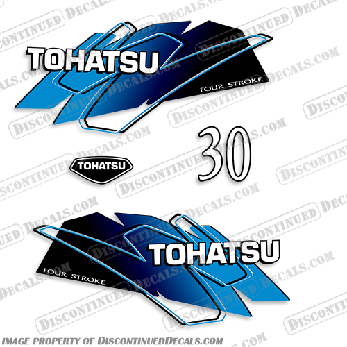 Tohatsu 30hp Decal Kit - Blue Tohatsu, 30, 30hp, hp, horsepower, horse, power, thirty, Decal, Decals, Kit, Blue,