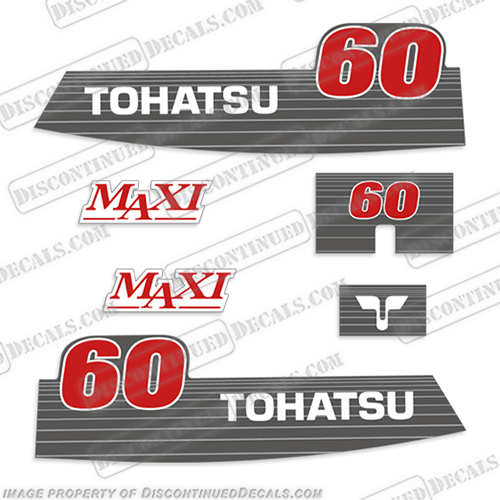TOHATSU 50 HP Two Stroke outboard engine decal sticker set kit reproduction 