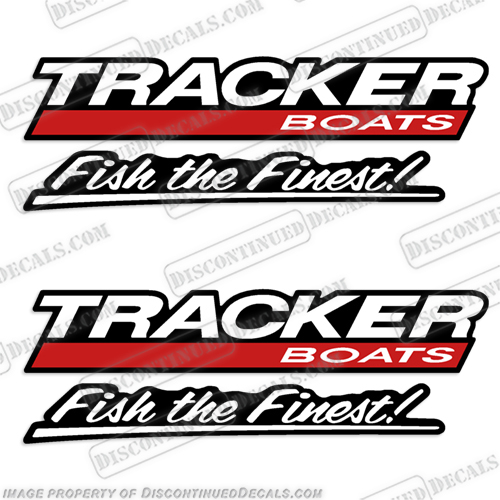 Bass Tracker Boats Fish the Finest Boat Hull Decal (set of 2)  Bass, tracker, fish, the, finest, boat, boats, logo, lettering, decal, sticker, 