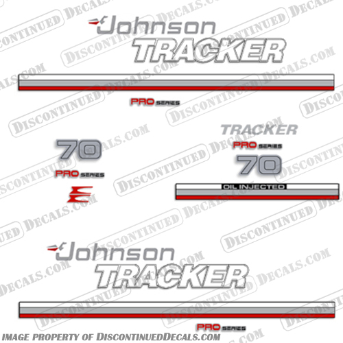 Johnson 1981 Tracker 70hp Decal Kit - Red Johnson, 1981, Tracker, 70, 70hp, Decal, Decals, Kit, Red