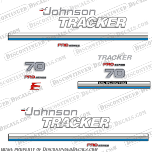 Johnson 1981 Tracker 70hp Decal Kit - Blue Johnson, 1981, Tracker, 70, 70hp, Decal, Decals, Kit, Blue