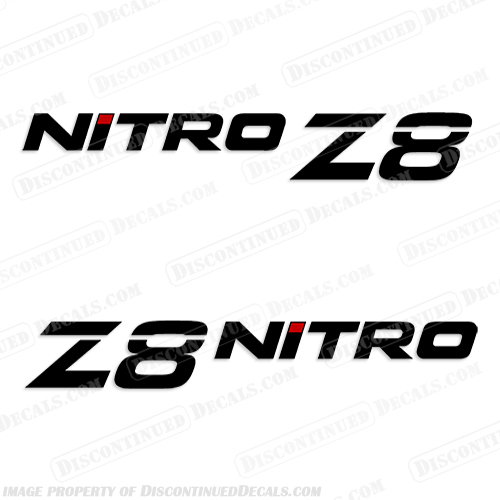 Tracker Marine Nitro Z8 Boat Decals - Black w/Red Accent nitro, boat, decal ,gold, outline, various, sizes, z8, z 