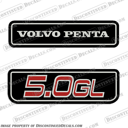 Volvo Penta 5.0GL Engine Cover Decals volvo, penta, 5.0gl, 5.0, gl, engine, cover, motor, boat, decals, set, stickers, stern, drive, outdrive, outboard, 
