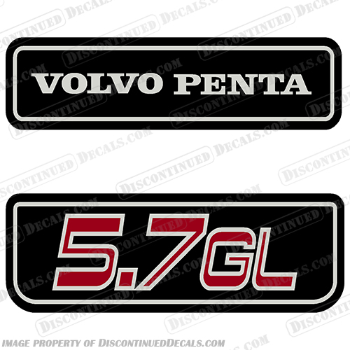 Volvo Penta 5.7GL Engine Cover Decals  volvo, penta, 5.7gl, 5.7, gl, engine, cover, motor, boat, decals, set, stickers, stern, drive, outdrive, outboard, 
