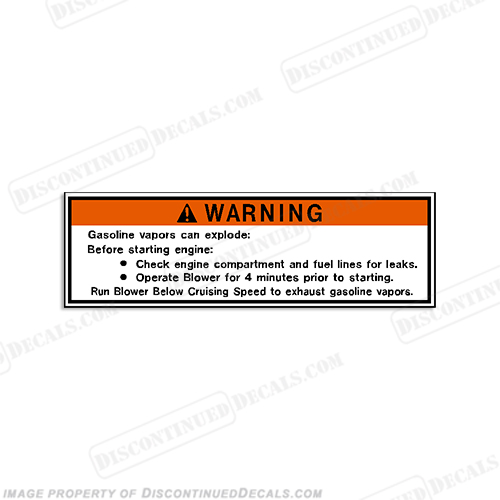 Warning Label Decal MD2-06- Gasoline Vapors can explode... Run Blower... INCR10Aug2021