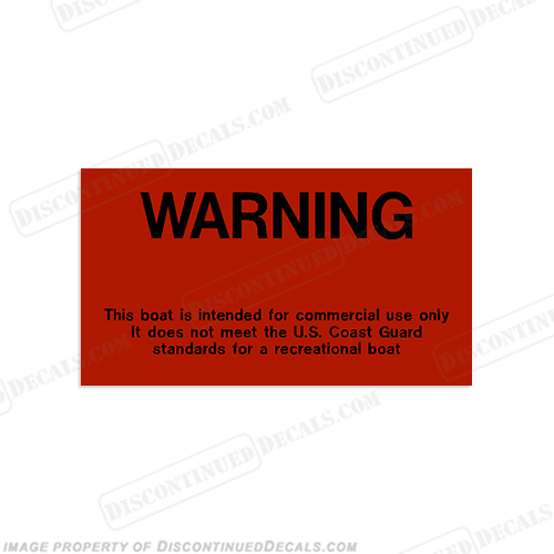 Warning "Commercial Use" Label Decal INCR10Aug2021