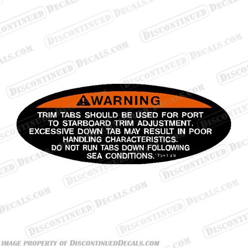 Warning Decal - "Trim tabs should be.." - 1704136 warning, decal, sticker, boat, motor, engine, sngle, trim, tabs, should, be, 1704136,