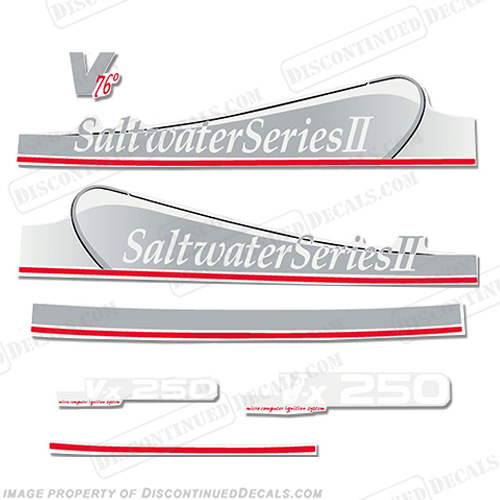 Yamaha 250hp OX66 Saltwater Series II Outboard Decals FREE SHIPPING   SILVER set