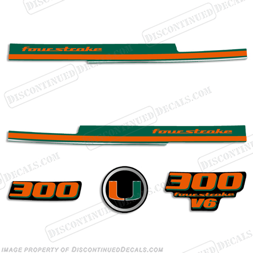Yamaha 2013 Style 300hp Decals - Miami Hurricanes (Partial Kit) 300, INCR10Aug2021