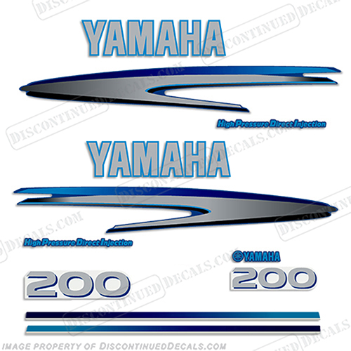 Yamaha 200hp HPDI Decals - Custom Dark/Light Blue INCR10Aug2021