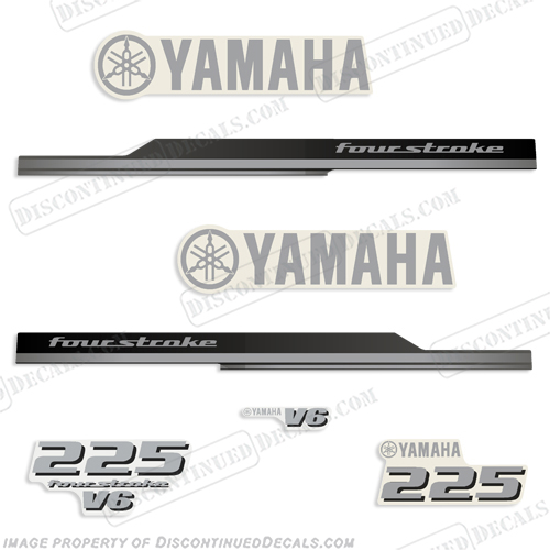 Yamaha 225hp V6 Decals - 2008+ (Silver) yamaha, 225, motor, decal, engine, 2009, 2010, 2011, 2012, 2013, 2014, stock, standard, INCR10Aug2021