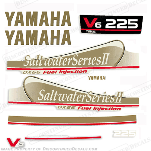 Yamaha 225hp Saltwater Series II OX66 Fuel Injection Decals - Gold INCR10Aug2021