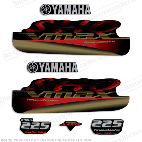 Yamaha 225hp VMAX SHO Fourstroke Decals - Pick Color! v max, v-max, four stroke, four-stroke, 225, 225 hp, INCR10Aug2021