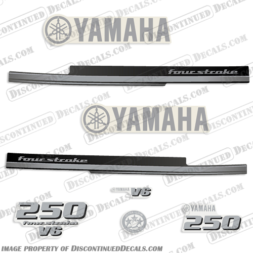 Yamaha 250hp V6 Decals - Silver - 2008+ 250 hp, 2009, 2011, 2012, 08. 09. 10, 11, 12, fourstroke, four-stroke, four stroke, INCR10Aug2021