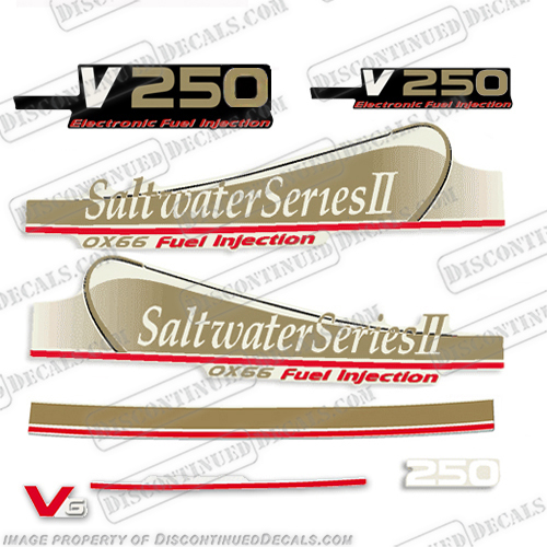 Yamaha 250hp Saltwater Series II (V 250) OX66 Fuel Injection Decals - Gold (Partial Kit)  250, saltwater 2, series 2, v250, v 250, INCR10Aug2021