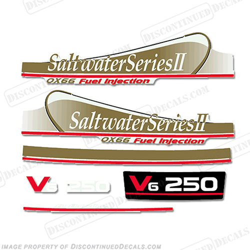 Yamaha 250hp OX66 Saltwater Series II Outboard Decals FREE SHIPPING   SILVER set