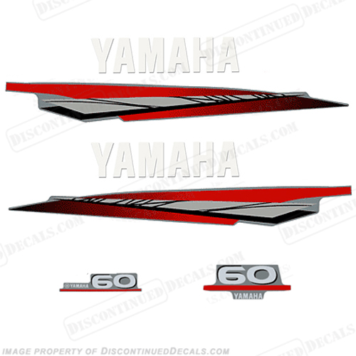 Yamaha 60hp 2-Stroke Decal Kit - 1997 - 2001 (Red/Silver) INCR10Aug2021