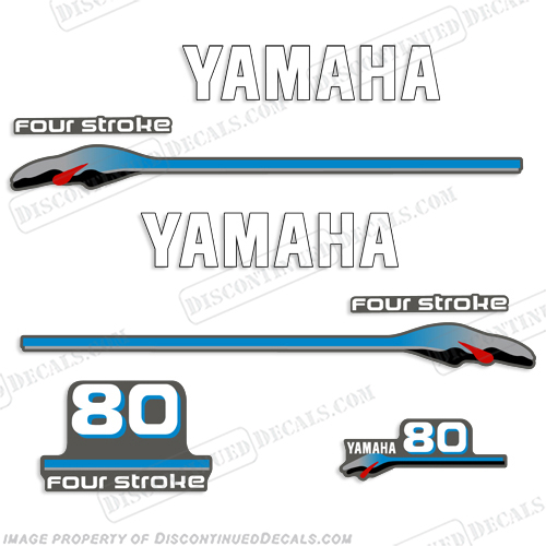 Yamaha 80hp 4-stroke Carbureted Decals 1999 - 2000 INCR10Aug2021