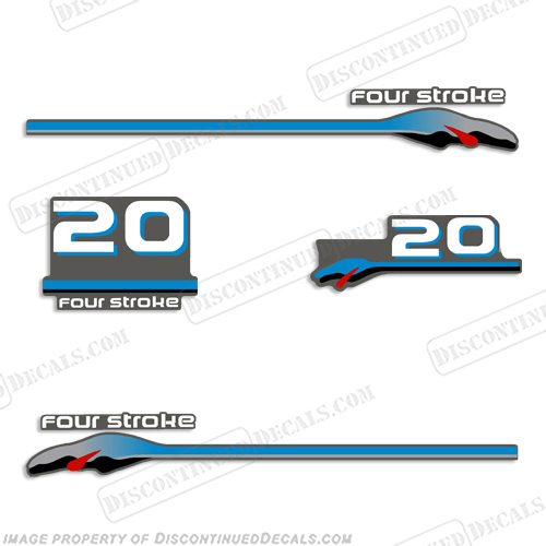 Yamaha 20hp Fourstroke Decals - 2000 Style (Partial Kit) 20, four stroke, four-stroke, 4stroke, 4 stroke, 4-stroke, INCR10Aug2021