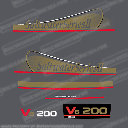 Yamaha 200hp Saltwater Series II Precision Blend Decals - Gold  (Partial Kit) yamaha, saltwater, 200, v6, carburated, gold, precision, blend, 200hp, INCR10Aug2021